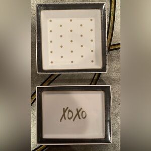 NIB Two Prima Designs Porcelain Trays, White/Gold